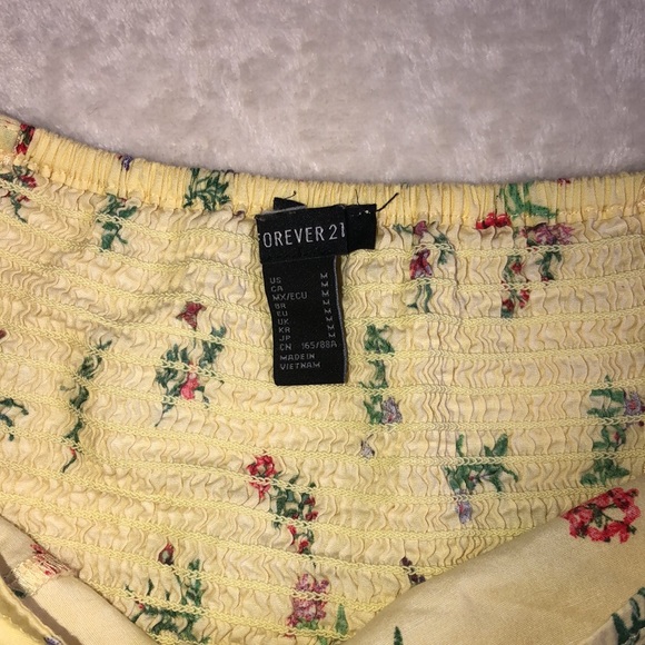 Yellow Floral Puff Sleeves Crop Top Blouse - Picture 4 of 4